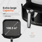 Air Fryer - 8.6 Quart Extra-Large Air Fryer, 2 Simple Dial Controls, 1800 Watts - Quick Heat Circulation Technology, Low Fat Cooking Less Calories - Removable Squared Basket - Black