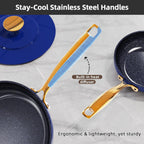 Nuwave Lux LE 13-Pc Cookware Set with Elegant Gold Handle, Diamond Infused Ceramic Non-Stick, PFAS Free, Premium Metal Lids, Ergonomic Stay-Cool Handles, Induction Ready & Compatible w/All Cooktops