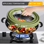 Collapsible Microwave Splatter Cover - Vented Silicone & Glass Lid with Easy-Grip Handle, Fits 6 to 11 Inch Plates & Bowls, 11.8 Inch Diameter, Prevents Splatters & Ensures Even Heating