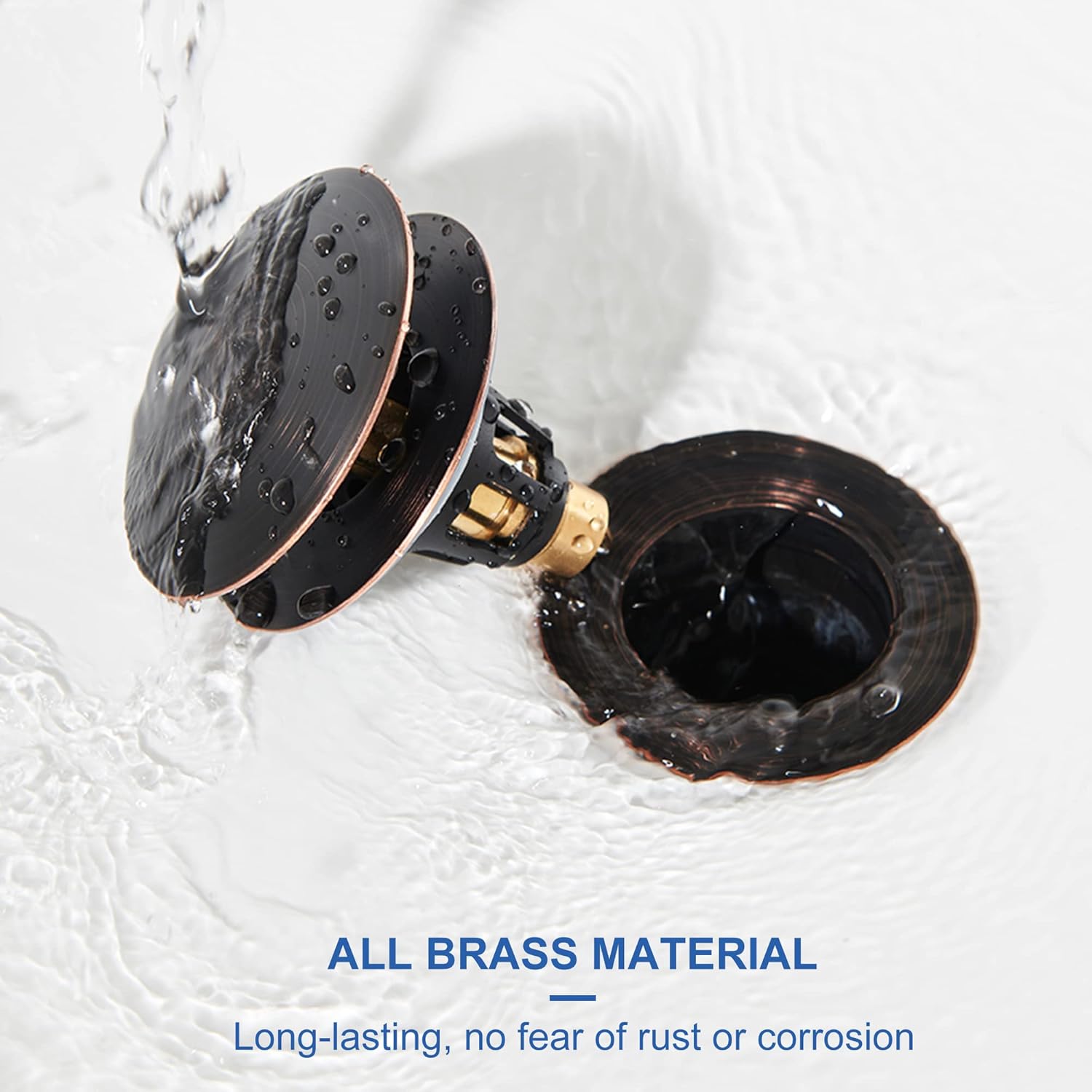 Universal 3-in-1 Bathroom Sink Stopper - Pop Up Sink Drain Stopper, Push Button Sink Drain Stopper Replacement, Wash Basin Drain Filter Plug with Anti-Clogging Strainer, Oil Rubbed Bronze