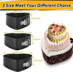 Springform Pan Set of 3 Heart Cake Pan, Heart Springform Pan with Removable Bottom, Springform Cake Pans Non-stick Bakeware for Cheesecakes, Pizza, and Quiches (7, 7.8, 8.6 inch)