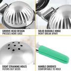 Zulay Lemon Squeezer Stainless Steel with Premium Heavy Duty Solid Metal Squeezer Bowl and Food Grade Silicone Handles - Large Manual Citrus Press Juicer and Lime Squeezer Stainless Steel (Mint)