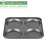 Tiawudi Muffin Top Pan, 4-Cup Hamburger Bun Pan, Large Whoopie Pies Pan, Non-Stick Bakeware for Eggs, Cornbread, Small Cake Layers and Drop Cookies, Set of 3