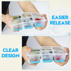 Ice Cube Trays 2 Pack, JRISBO Large Silicone Ice Cube Molds with Leak-Proof Lid, Transparent TPE Frame & Easy Release Bottom, Stackable Freezer Ice Trays for Whiskey, Cocktails, Soup, BPA Free