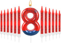 13 Pcs Spider Themed Birthday Candle Set Red Spider Theme Number 8 Candle Cake Topper for Boys Girls Birthday Decoration Spider Party Decoration Supplies (Number 8)