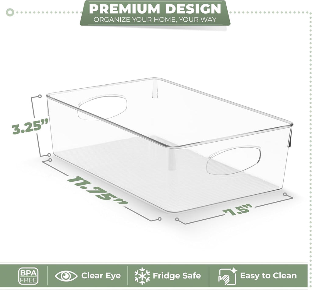 Sorbus 10-Pack XL Clear Plastic Organizing Bins – Clear Bins for Organizing, Refrigerator Organizers, Fridge Organizer, Pantry Storage, Kitchen Organizer, and Pantry Organizers and Storage Bins