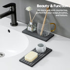2PCS Diatomite Quick Stone Drying Tray Mat For Bathroom & Kitchen Counter, Instant Dry Water Absorbent Drink Bar Coaster,Vanity Sink Caddy Organizer,Dish Soap Sponge Holder, Dark Gray,8"x3.8"