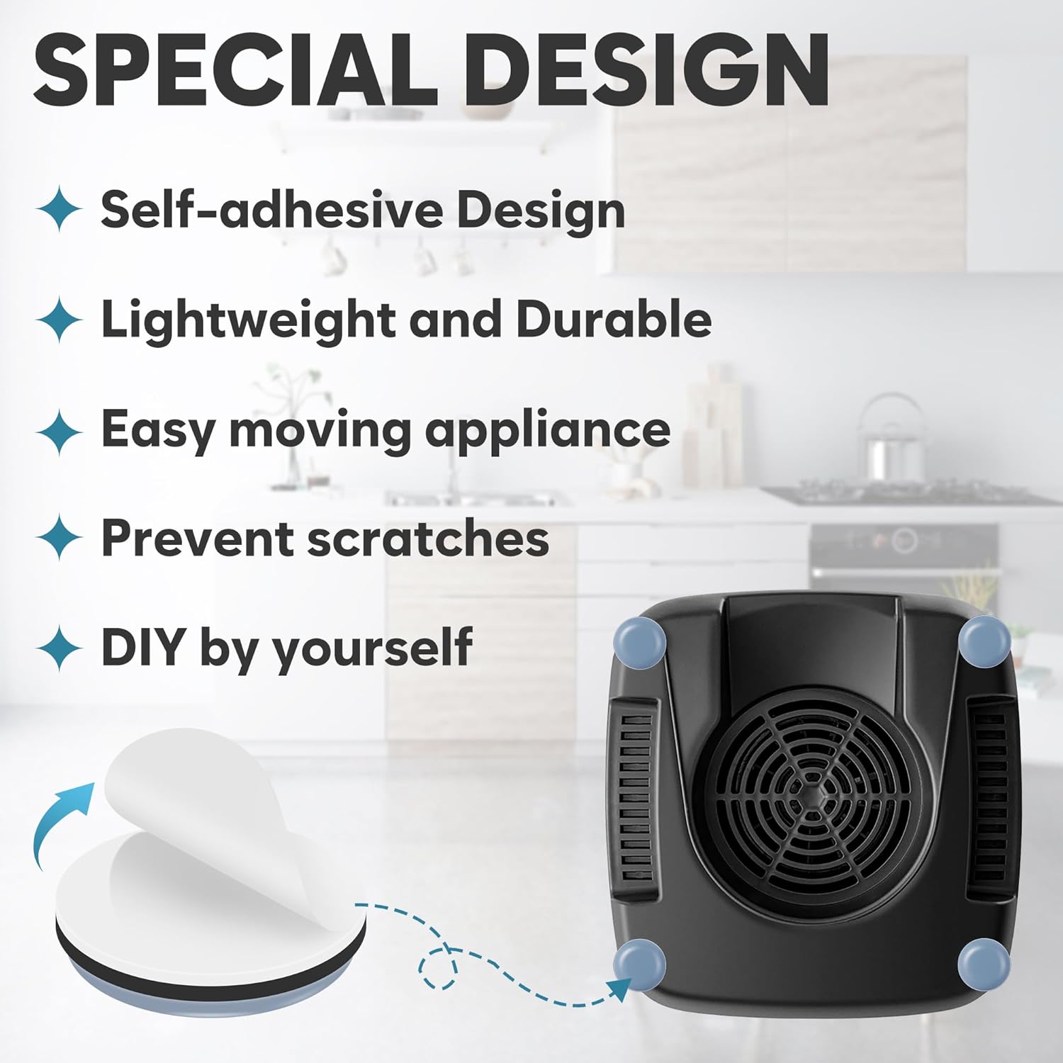 Appliance Sliders for Kitchen 24 PCS Self-adhesive Small Kitchen Finds Appliance Slider Hacks Easy to MovIing & Space Saving Must Have Home Gadgets Mixer Accessories for Countertop