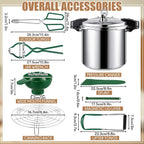24qt Pressure Cooker with 6 Mason Jars, 6 Canning Supplies with Pressure Panner Stainless Steel Steam Rack Gauge for Canning, Silver