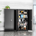 INTERGREAT Metal Storage Cabinets 72” Black Garage Steel Storage Cabinet with Doors and Shelves, Metal Tool Cabinet, Steel File Cabinet for Home Office, Basement, Warehouse, Classroom（Anti Tipping）