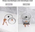 304 Stainless Steel Pot Lid Holder While Cooking, Kitchen Spoon Rest with Lid Holder for stove top, Multifunctional Kitchen Pot Lid Organizer for Countertop（Silver）