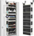 Over The Door Hanging Organizer 5-Shelves and 10 Side Pockets, Over The Door Storage for Bathroom and Bedroom, Back of Door Organizers for Baby Accessories and Kid's Toys (13"x5"x44", Black)