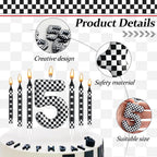 13 Pcs Racing Cars Themed Birthday Candles Black and White Race Number 5 Checkered Candle Cake Topper for Racing Car Party Decoration Supplies (Number 5)