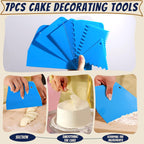 Teenitor Cake Scraper Cake Smoother, 7 Pcs Cake Tools Icing Scraper Cake Scraper Smoother Cake Icing Smoother Tool For Cake Decorating