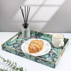 Spsyrine Serving Tray with Handles, Plastic Decorative Tray for Coffee Table, Living Room, Home Decor, Leicester