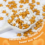 Edible Star Sugar Sprinkles, Gold and White Mix Size,Candy Star Sprinkle for Cake Decorations and Cupcake Toppers, Ice Cream, Wedding Party Valentines Christmas Supplies 130g/4.58ounce
