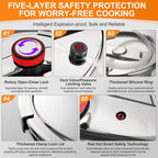 Pressure Cooker 12 QT, Stainess Steel Pressure Canner 12 Quart, Explosion-Proof Cookware, Rotating Lock/Unlock Lid, One-handed lid opening, Thickened Silicone Ring And Anti-scald Handle, Silver