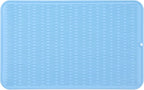 Silicone Dish Drying Mat for Multiple Usage,Easy clean,Eco-friendly,Heat-resistant Silicone Mat for Kitchen Counter or Sink,Refrigerator or Drawer Liner Light Blue 3XL 28 inches x 18 inches
