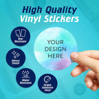100 Custom Vinyl Stickers - Upload Your own Image, Text, Design, Logo - Personalized Logo Labels for Handmade, Packaging, Bottle, Jars, Candle, Brand Stickers (Sky Blue, 3x3)