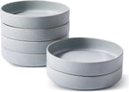 famiware Star 7.5" Pasta Bowls Set, Salad Bowl Set of 6, Double Reactive Glaze, Stackable, Perfect for Your Friend for Housewarming, Thanksgiving, Christmas, Light Gray