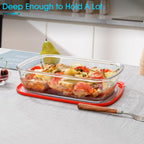 NUTRIUPS 9x11-Inch, 3 QT Rectangle Glass Baking Dish with Lid, Deep Glass Pan for Cooking, Oven Dishwasher and Microwave Safe