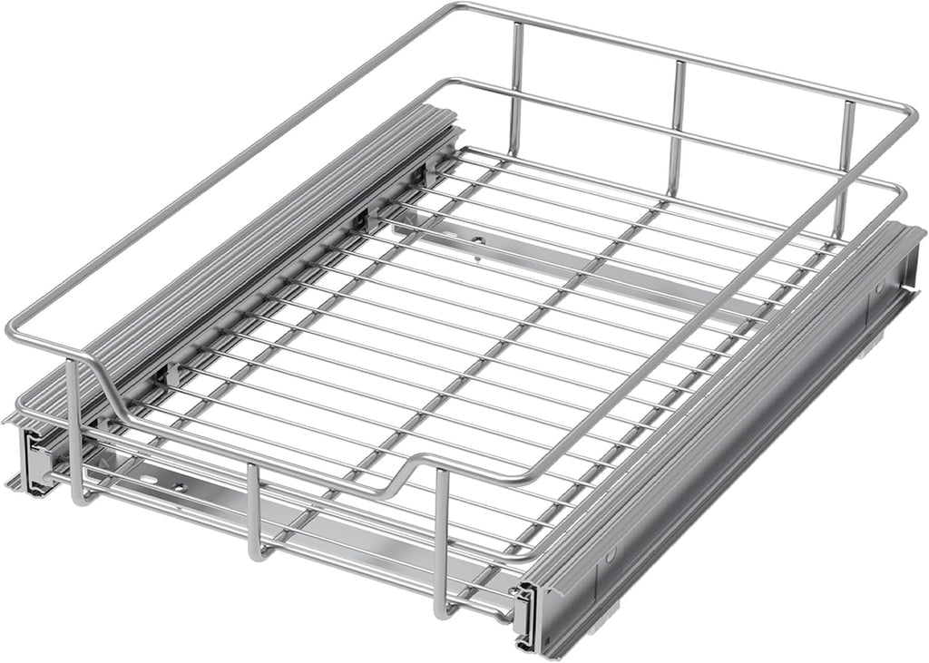 Pull Out Cabinet Organizer 14" W X 17" D, Slide Out Drawers For Kitchen Organizers and Storage, Pull Out Drawers For Cabinets Capacity Heavy Duty Caddy, Cabinet Shelves Chrome-Plated, Bathroom Pantry