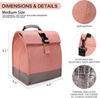 SUNNY BIRD Insulated Lunch Bag Pink Lunch Box Small Cooler Bag for Women, Girls, Adults and Teens (Pink with pink shoulder strap)