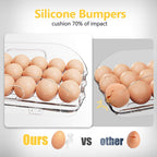 Egg Holder for Fridge, Automatic Steady Rolling Egg Container with Soft Bumpers & Handle for Refrigerator, Stackable Fridge Organizers and Storage with Lid