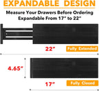 SpaceAid Bamboo Dresser Drawer Dividers 6 Pack, 4.65“ High Adjustable 17“-22” Drawer Organizers, Expandable Organization for Clothing, Clothes, Dressers, Black