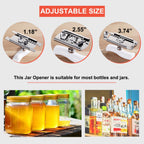 Jar Opener for Weak Hands, Adjustable Effortless Arthritis Twist Lid Can Bottle Opener Kitchen Accessories for Seniors, Stainless Steel