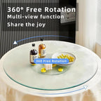 24" Tempered Glass Lazy Susan Turntable, 360° Silent-Spin Round Clear Tabletop Rotating Tray, Centerpiece for Dining Tables, Smooth Rotation, for Banquets, Weddings & Family Gatherings