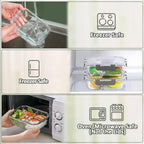 [5-Pack,36 Oz]Glass Meal Prep Containers 2 Compartments Portion Control with Upgraded Snap Locking Lids Glass Food Storage Containers, Microwave, Oven, Freezer and Dishwasher (4.5 Cups)