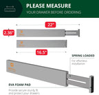 ROYAL CRAFT WOOD Adjustable Bamboo Drawer Dividers Organizers - Expandable Drawer Organization Separators For Kitchen, Dresser, Bedroom, Bathroom and Office, 4-Pack (Large (up to 22")) (Gray)