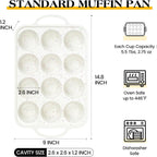 1 Pc Silicone Muffin Pan for Baking with Metal Frame, Nonstick 12 Cup Regular Size Cupcake Pan, Silicone Muffin Tray for Egg Bites (Cream)