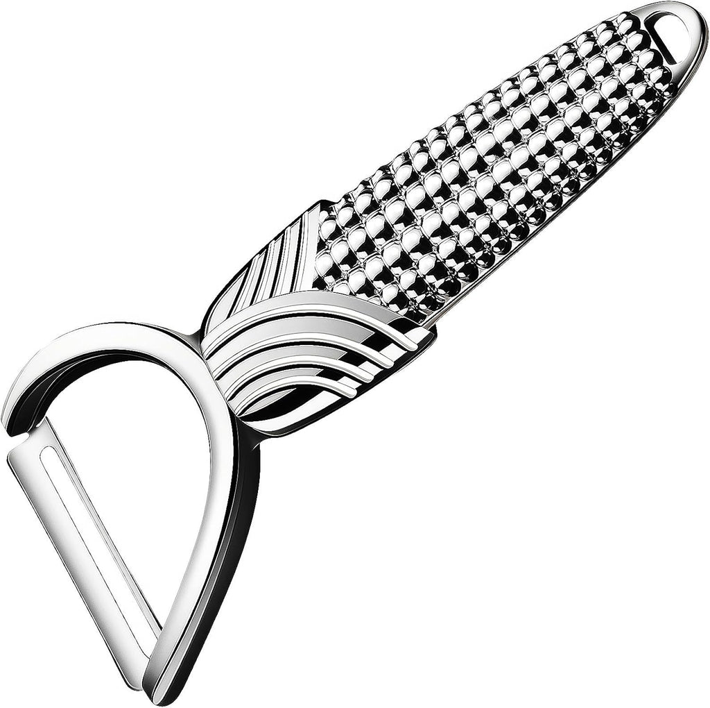 Maxjoy Vegetable Potato Apple Carrot Fruit Veggie Peeler - Corn Kernel Ergonomic Handle, Ultra Sharp Stainless Steel Blades - Silver