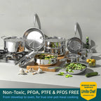Umite Chef Stainless Steel Cookware Set, 5 Ply 14 Piece Stainless Steel Pot and Pan Set-Induction, Heavy Chef Quality, Oven Safe | Professional Kitchen Cooking Appliances, PFOA, PTFE & PFOS Free