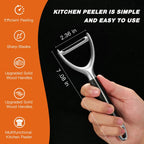 KULUNER 304 Stainless Steel Multi-Function Kitchen Peeler - With Solid Wood Handle, Sharp Durable Blade, Effortlessly Peels Vegetables and Fruits, Essential Kitchen Tool（ Type Y ）