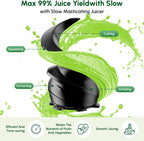 Masticating Juicer Attachment for KitchenAid Stand Mixer, Cold Press Slow Juicer with 4.9" Large Feed Chute for Whole Fruits & Vegetables, Includes 2*1L Measuring Cups for Kitchenaid Mixer Attachments