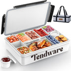 Chilled Portable Snackle Box Container with Reusable Ice Pack Bonus Insulated Bag 12 Compartment Divided Serving Tray Summer Beach Essentials for Charcuterie Snack Road Trip Picnic Keep Food Fresh