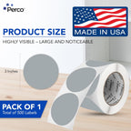Perco Grey 3-Inch Round Circle Dot Sticker Labels with Easy Peel Perforation - 500 Labels per Roll - Strong Adhesion, Vibrant Colors for Organizing, Crafting & More - Made in USA