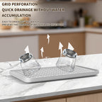 Plastics Drain Tray, Cup & Dish Drying Rack, Drain Board 2 Tier Non Slip Serving Tray with Drainboard Perfect for Sink, Coffee Table, Outdoor (12.2 x 7 x 0.98 in)