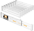 HiYZ Expandable Drawer Dividers - 12.6-22.8'' Adjustable Drawers Organizers for Kitchen Utensils, Drawer Separators in Bedroom, Dresser, Office, Bathroom, Fridge, 8 Pack Long Dividers-Clear