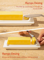 Sweese Butter Dish with Lid for Countertop - Butter Container - Butter Saver, 4oz Beautiful Small Butter Tray for East West Coast Butter, Fridge, Dishwasher Safe-White