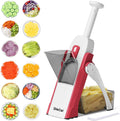 Vegetable Chopper, Safe Mandoline Slicer for Kitchen, Adjustable Thickness Potato Slicer, Manual Food Chopper, Veggie Dicer Kitchen Gadgets Sets (Red)