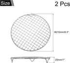uxcell 2 Pcs Round Cooking Rack with Legs, Dia 8.3 Inch 304 Stainless Steel Barbecue Grill for Cooking Baking Barbecue Air Fryer Racks, Silver