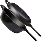 Cuisinel Cast Iron 2-In-1 Multi Cooker - 3-Quart Dutch Oven and Skillet Lid Set Oven Safe Cookware + Black Pan Scraper - Use As Dutch Oven and Frying Pan - Indoor and Outdoor Use - Grill, Stovetop
