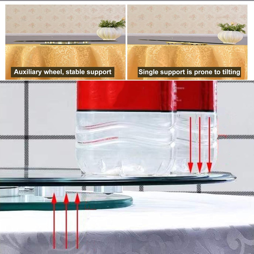 23" Large Glass Turntable Dining Table Lazy Susan, Kitchen Round Clear Tabletop Rotating Tray Lazy Susan Organizer, Party Table Centerpiece, Smooth Spin