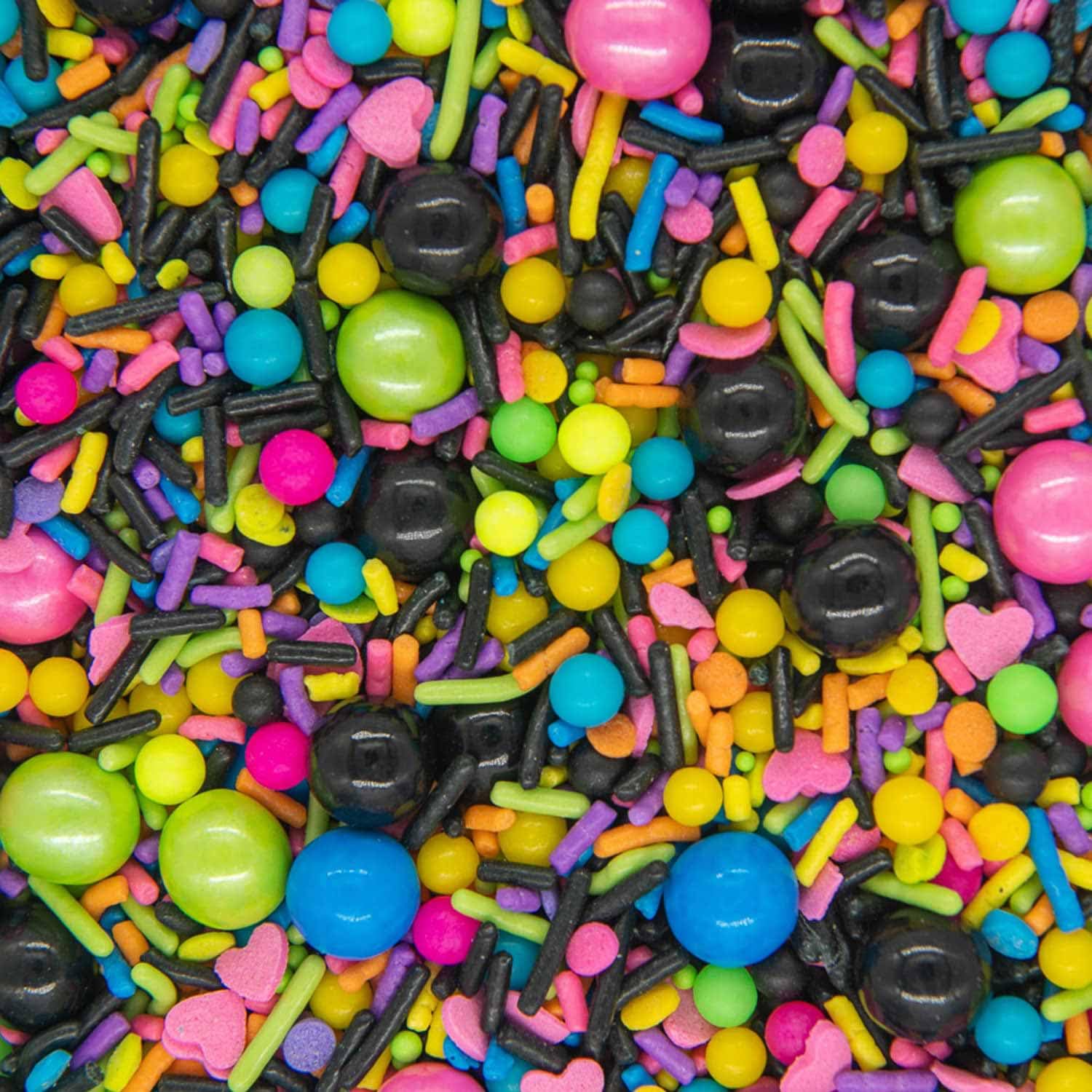 Bakebright Fancy Retro Neon Sprinkles Disco Darling Cake Mix Colorful Pink and Blue Sprinkles for Cake Cupcake Decorating Decorations 80s Rock Themed Birthday Themes Parties