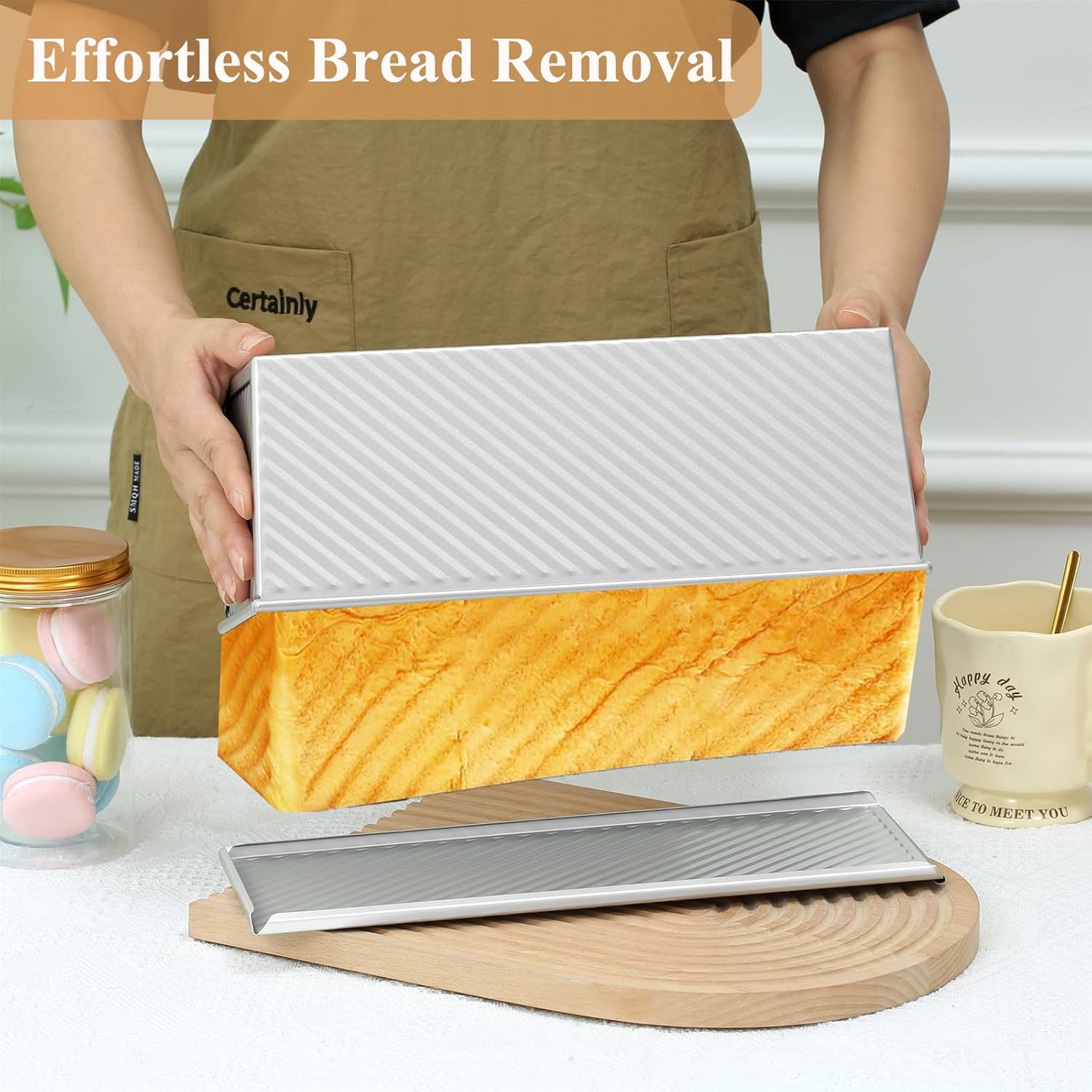 SS&CC Pullman Loaf Pan with Lid 13x4 | 2.2lb Carbon Steel Bread Pan for Homemade Sourdough & Sandwich Bread | Nonstick Bakeware, Heavy Duty & Easy Clean (Silver, 2.2lb (1-Pack))