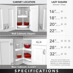 Rev-A-Shelf 2 Tier Pie-Cut Lazy Susan for Corner Base Cabinets, Plastic, 28" Double Shelf Swivel Kitchen Spice/Can Organizer, Almond, 6942-28-15-52